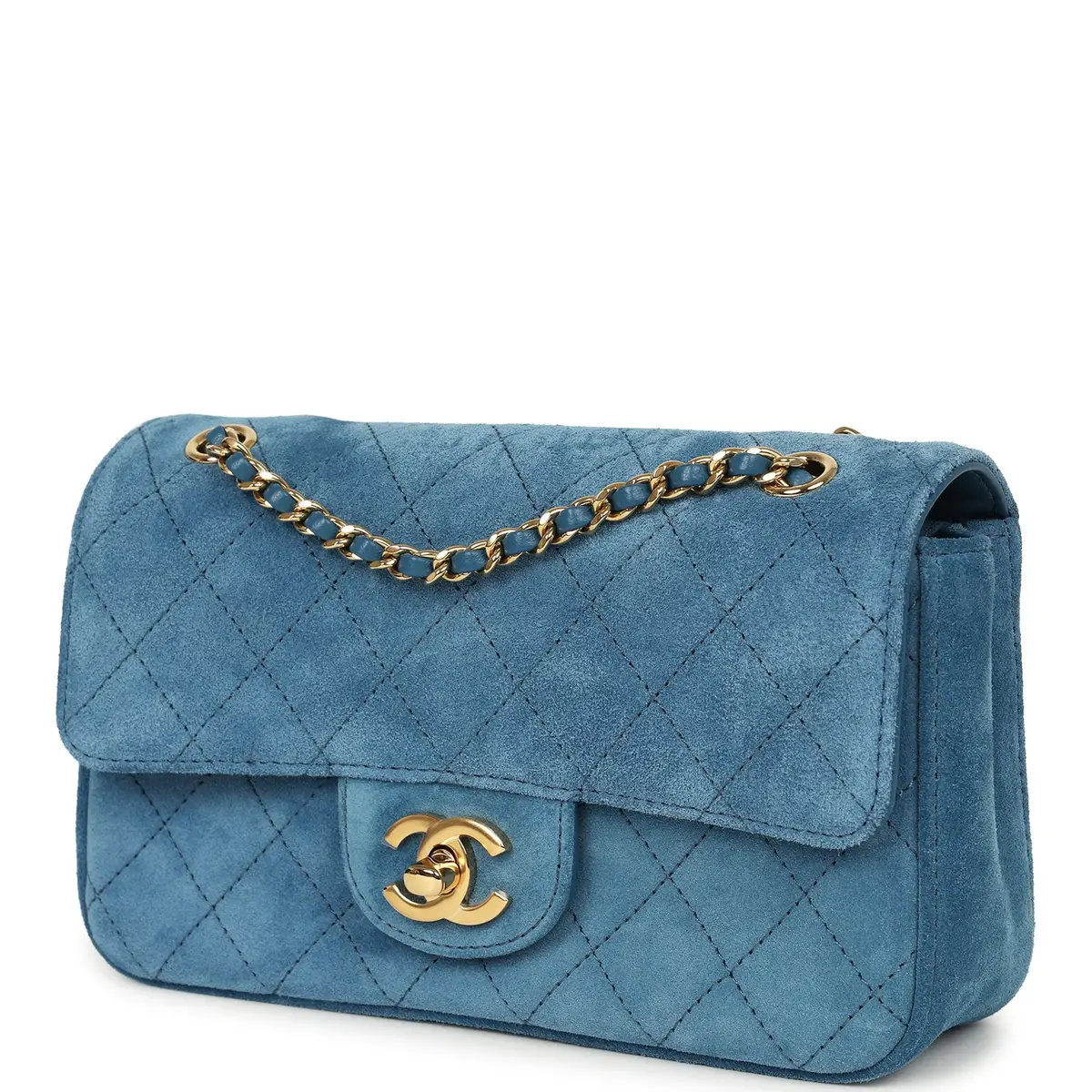 Chanel Chanel Mini "Souplissimo" Flap Bag Blue Suede Gold Hardware | Thumbnail 5 Chanel Chanel Mini "Souplissimo" Flap Bag Blue Suede Gold Hardware | Thumbnail 5