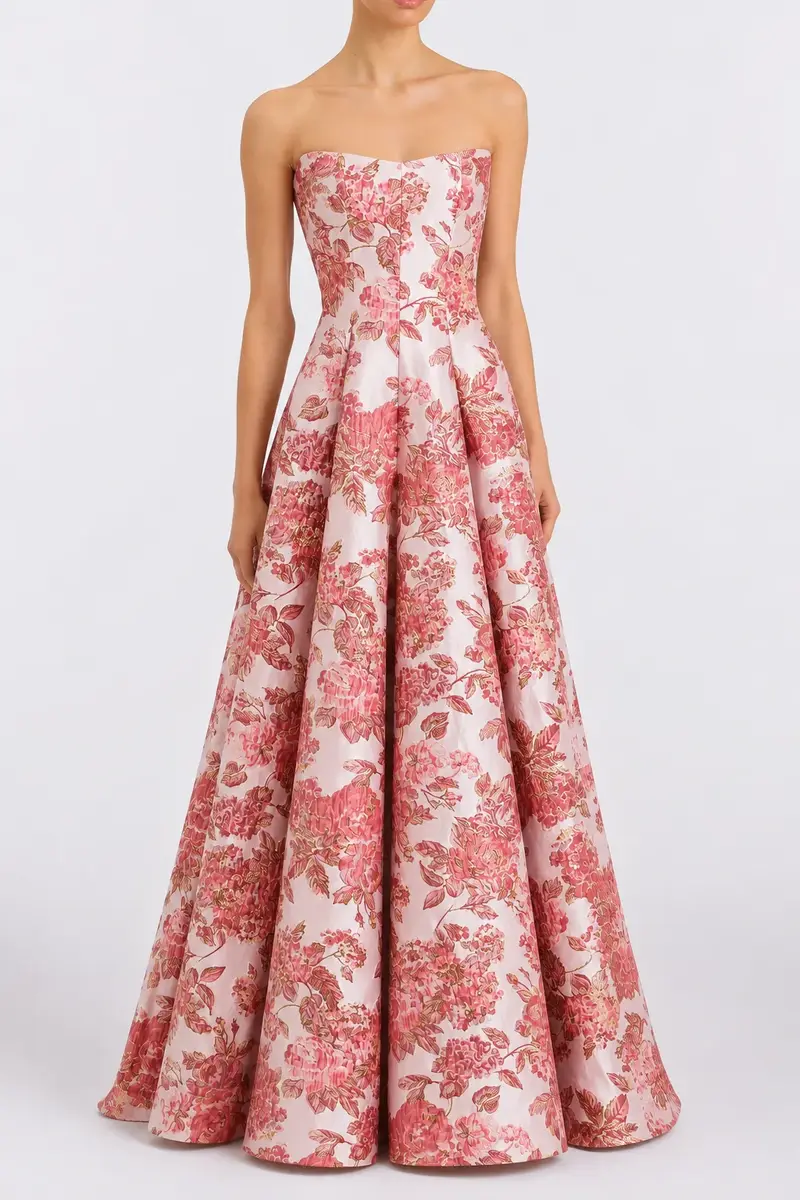 Markarian Laila Pink Metallic Floral Gown | Thumbnail 2