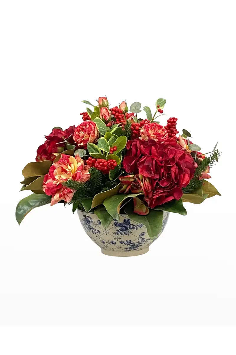 Winward Home Faux Rose Berry Floral Arrangement in Bowl | Thumbnail 2 Winward Home Faux Rose Berry Floral Arrangement in Bowl | Thumbnail 2