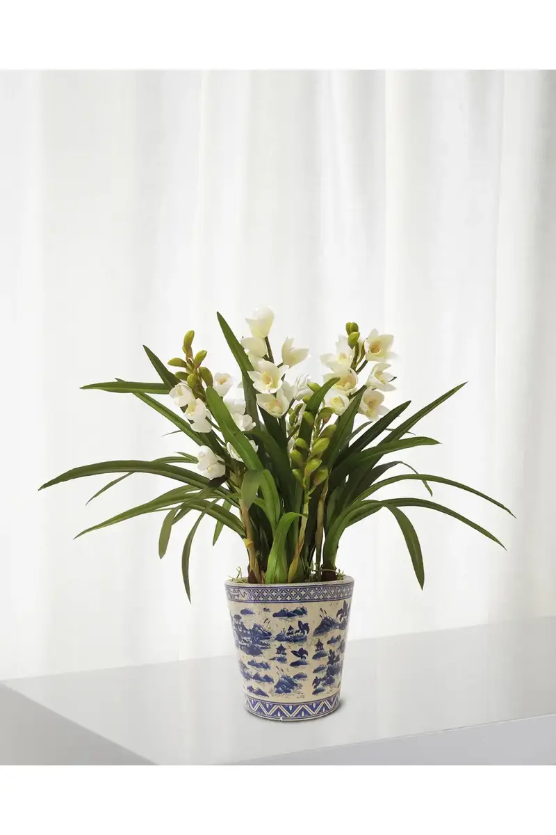 Winward Home Faux Cymbidium Orchids w/ Pot | Thumbnail 2 Winward Home Faux Cymbidium Orchids w/ Pot | Thumbnail 2