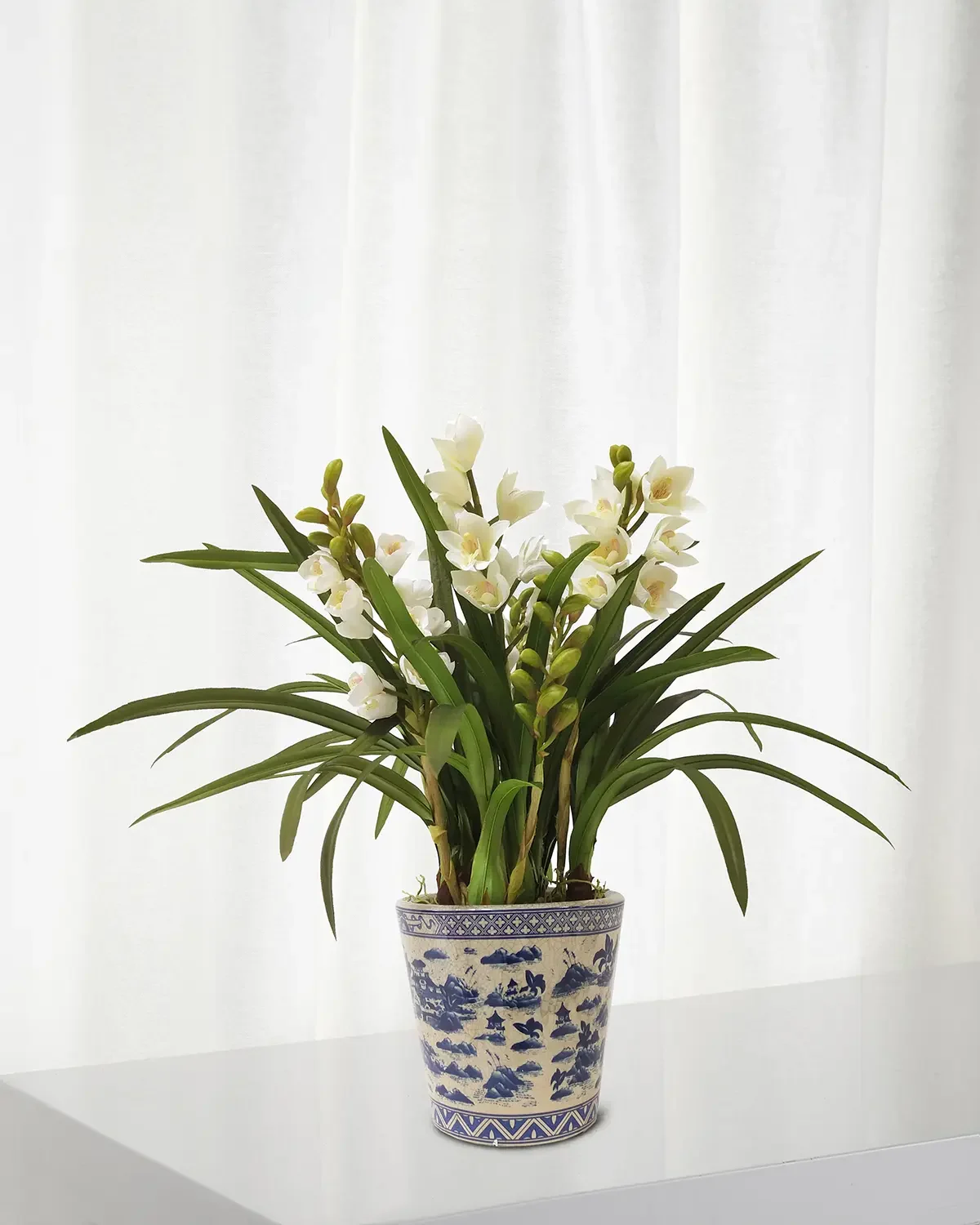Winward Home Faux Cymbidium Orchids w/ Pot