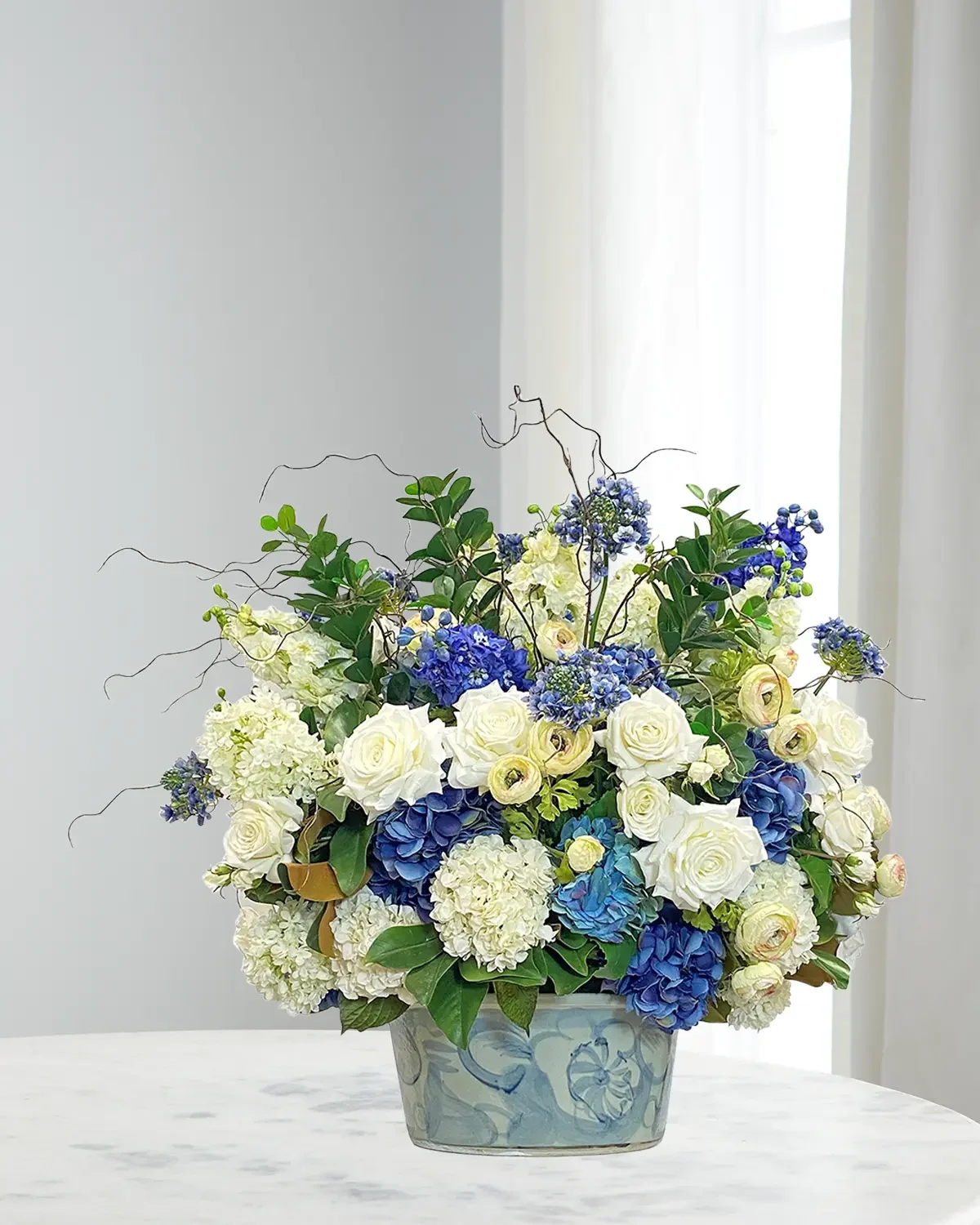 Winward Home Mixed Faux Floral Arrangement in Ceramic Bowl