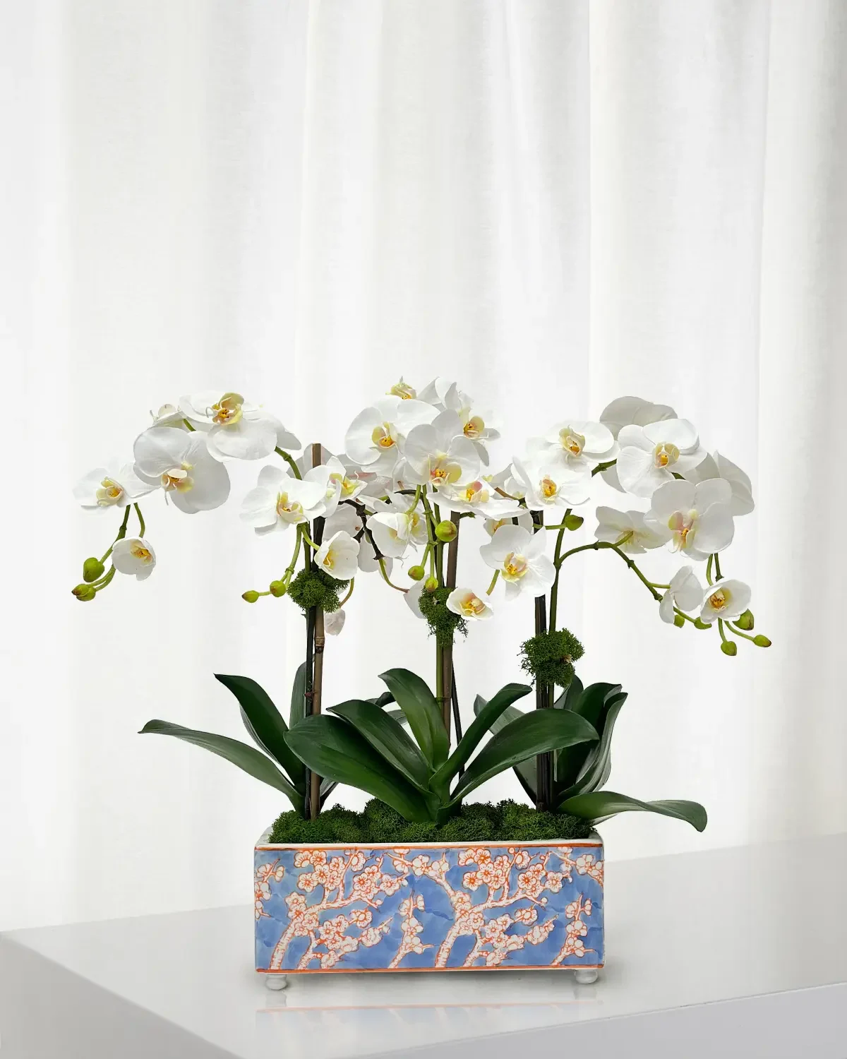 Winward Home Orchid 20" Faux Floral Arrangement in Longlife Porcelain Arranger