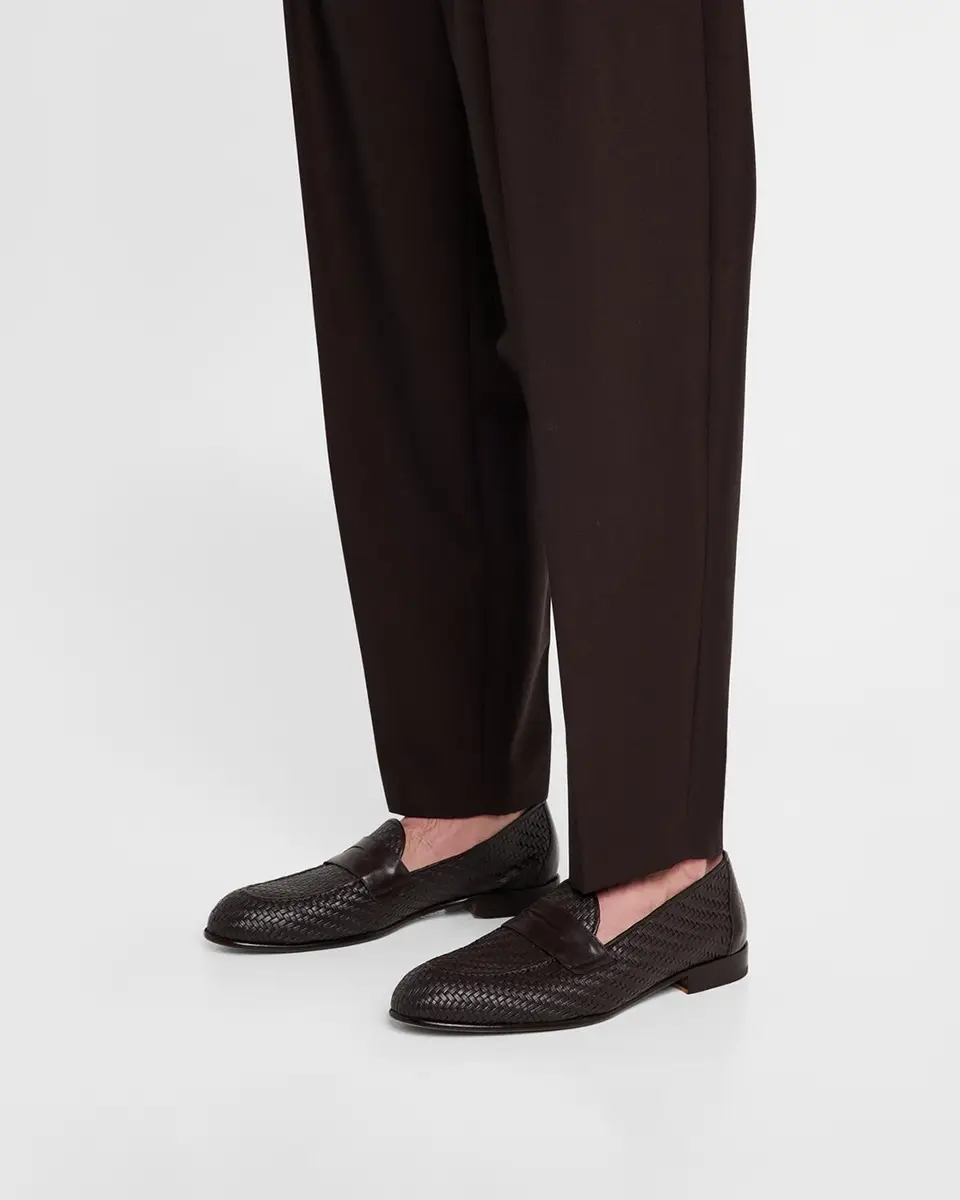 Brioni Men's Woven Napa Leather Penny Loafers | Thumbnail 2