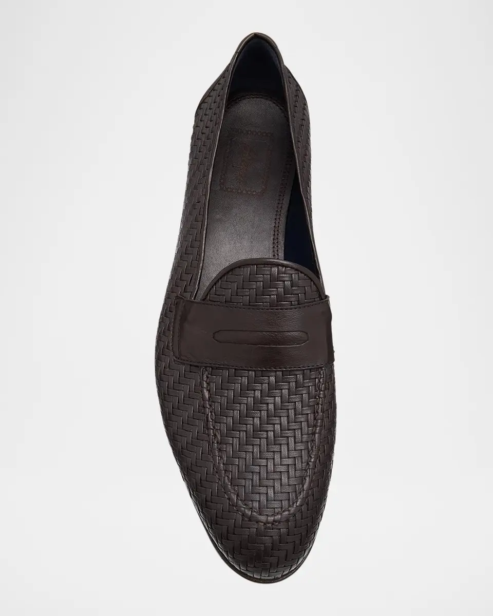 Brioni Men's Woven Napa Leather Penny Loafers | Thumbnail 6