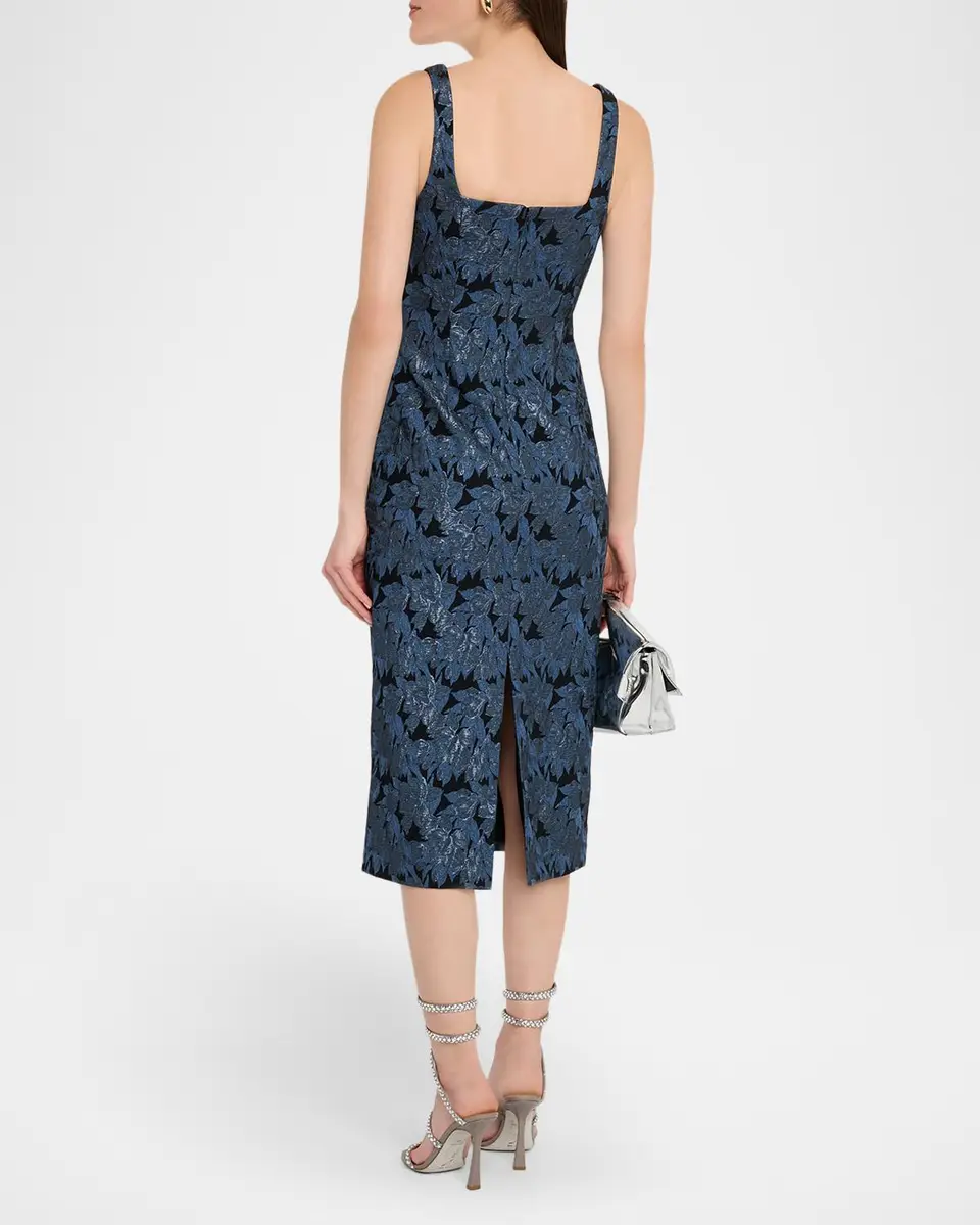 Aidan Mattox Sleeveless Floral Stretch Jacquard Midi Dress | Thumbnail 3 Aidan Mattox Sleeveless Floral Stretch Jacquard Midi Dress | Thumbnail 3