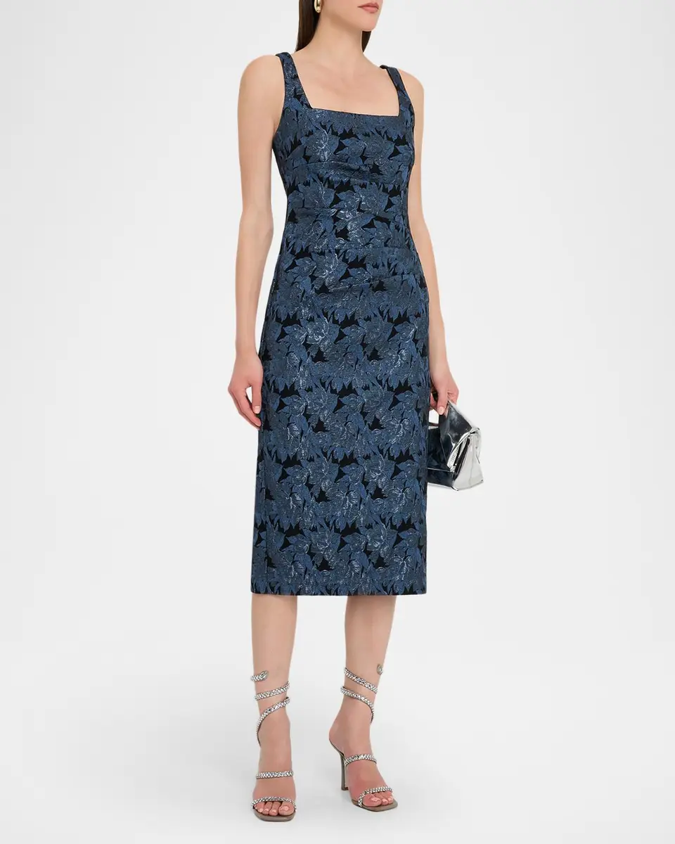 Aidan Mattox Sleeveless Floral Stretch Jacquard Midi Dress | Thumbnail 4 Aidan Mattox Sleeveless Floral Stretch Jacquard Midi Dress | Thumbnail 4
