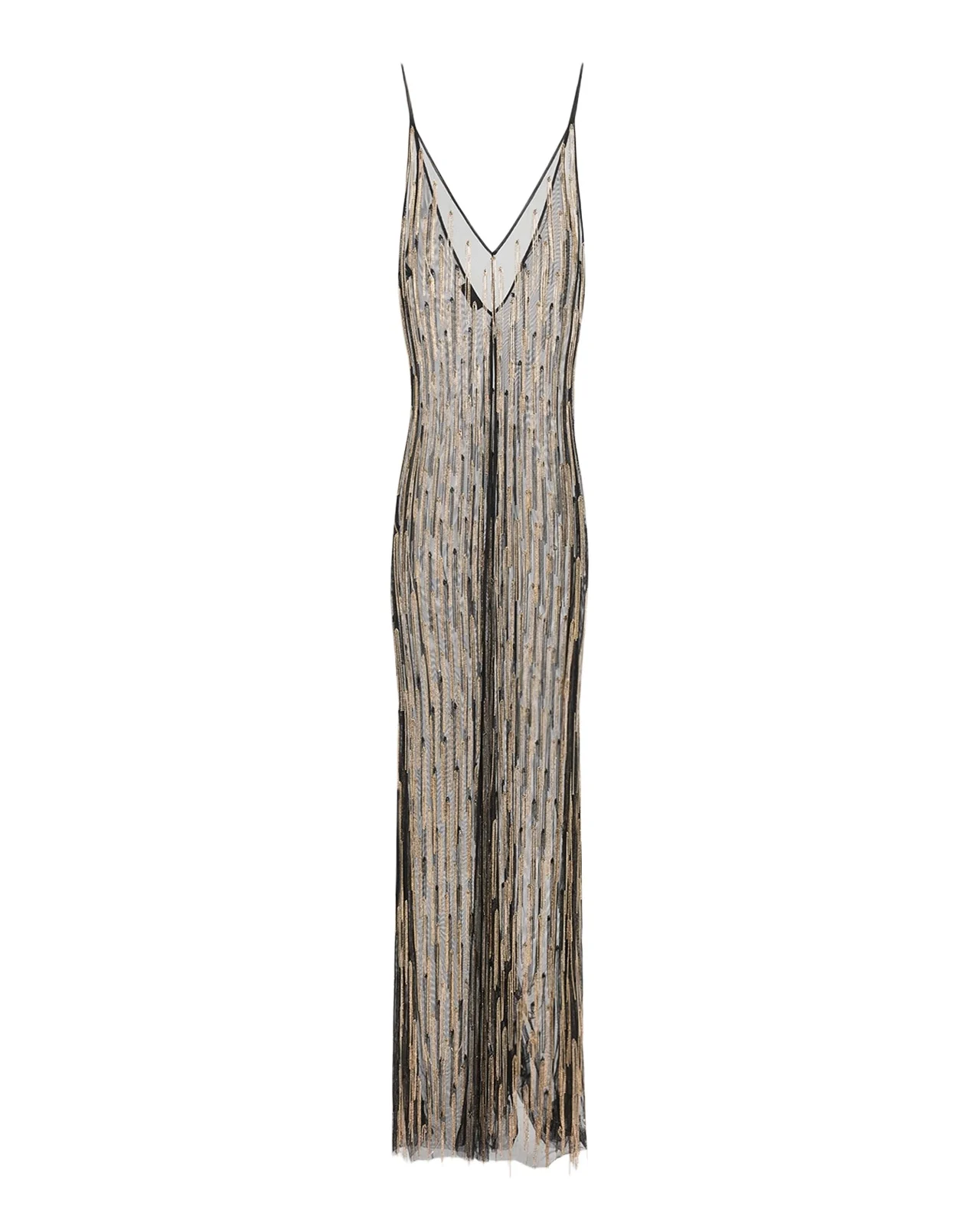 Lapointe Sheer Rhinestone Fringe Cami Top