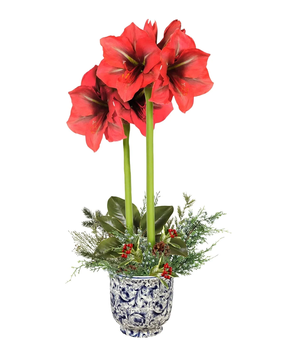 Winward Home Amaryllis 26" Faux Floral Arrangement in Porcelain Vase