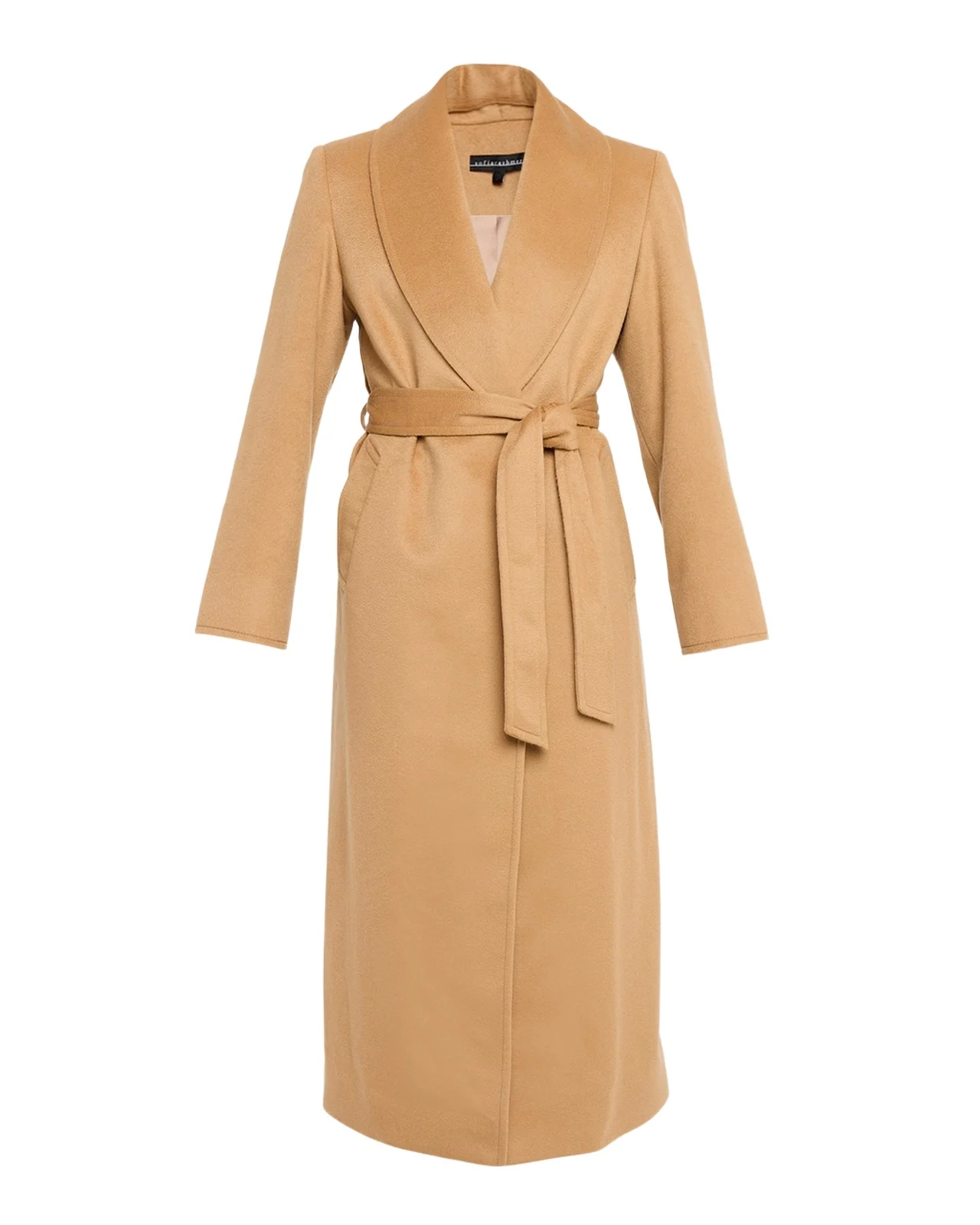 Sofia Cashmere Cashmere Belted Wrap Coat with Pick-Stitched Detail