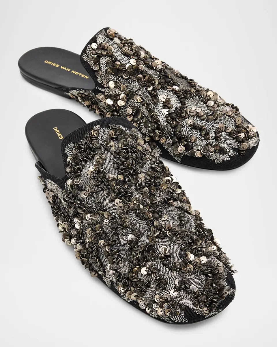 Dries Van Noten Men's Bead-Embellished Mule Slippers | Thumbnail 5 Dries Van Noten Men's Bead-Embellished Mule Slippers | Thumbnail 5