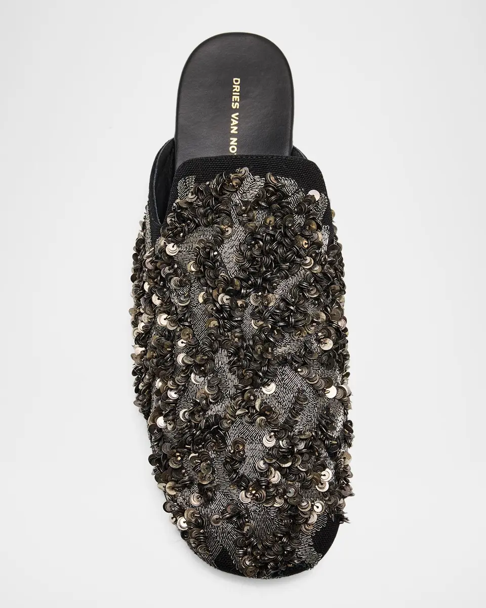 Dries Van Noten Men's Bead-Embellished Mule Slippers | Thumbnail 6 Dries Van Noten Men's Bead-Embellished Mule Slippers | Thumbnail 6