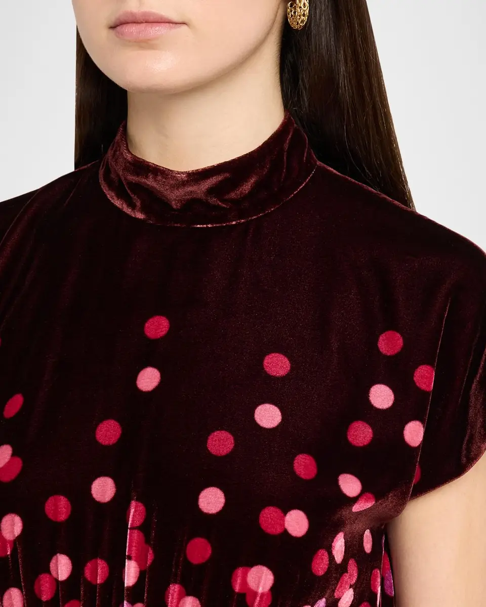 Saloni Fabienne High-Neck Velvet Dress | Thumbnail 5