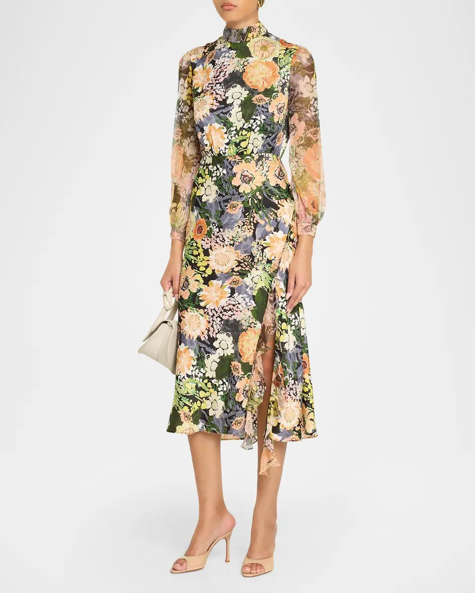Saloni Adaline Floral Midi Dress | Thumbnail 4