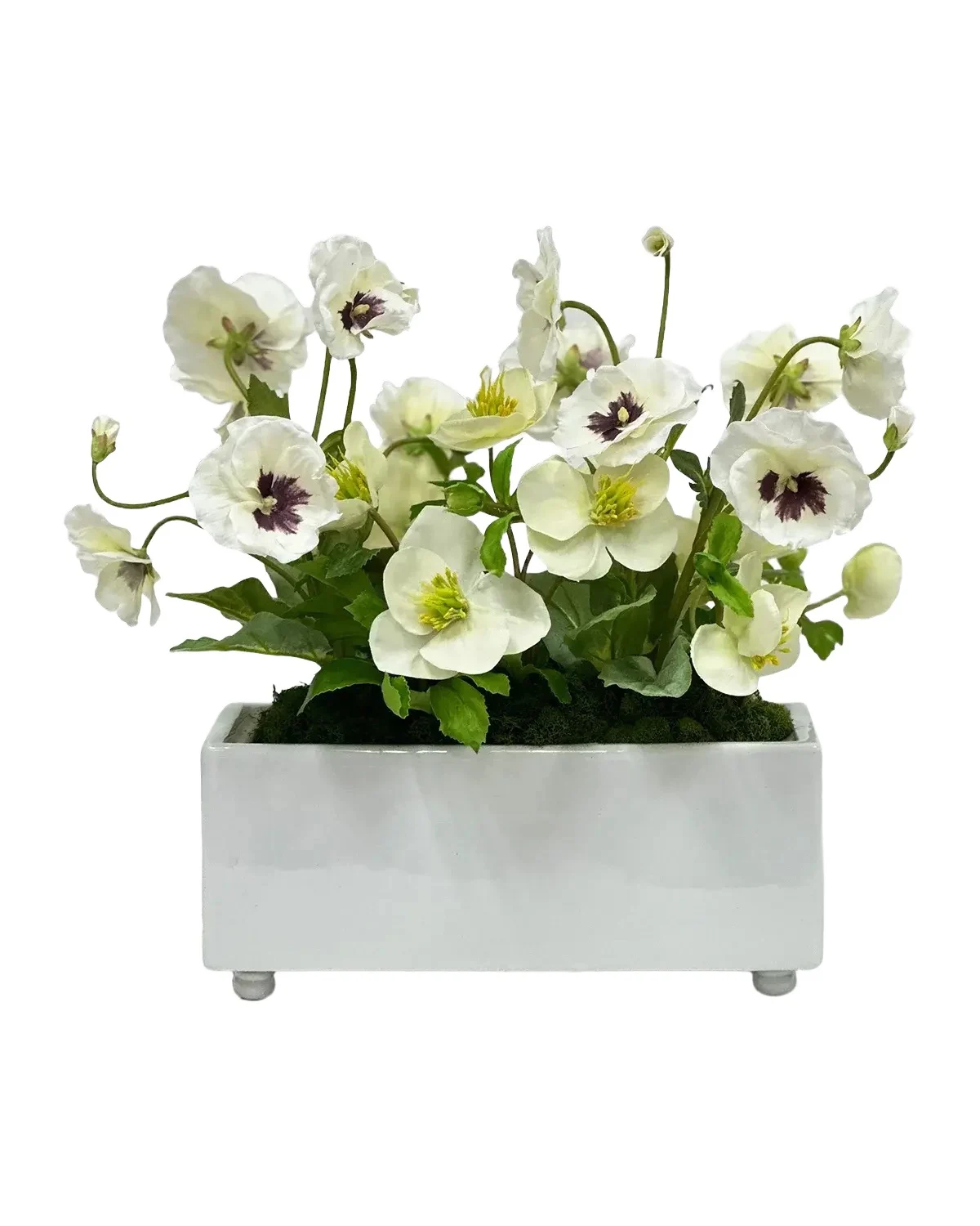 Winward Home Pansies & Hellebores 16" Faux Floral Arrangement in Porcelain Vase