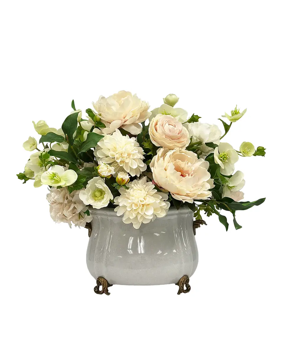 Winward Home Cafe Au Lait Mixed 20" Faux Floral Arrangement in Porcelain Planter | Thumbnail 2 Winward Home Cafe Au Lait Mixed 20" Faux Floral Arrangement in Porcelain Planter | Thumbnail 2