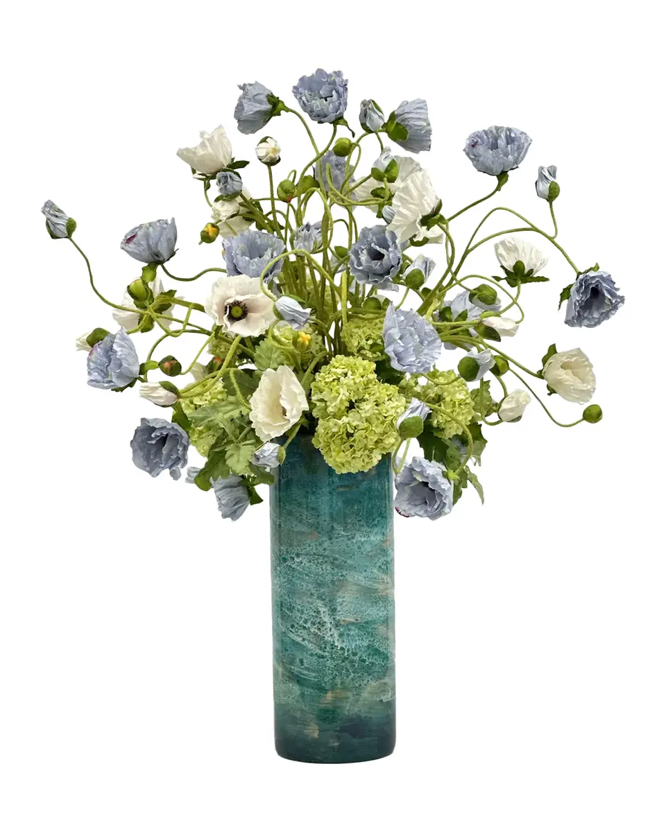 Winward Home Poppies & Snowballs 38" Faux Floral Arrangement in Porcelain Vase | Thumbnail 2 Winward Home Poppies & Snowballs 38" Faux Floral Arrangement in Porcelain Vase | Thumbnail 2