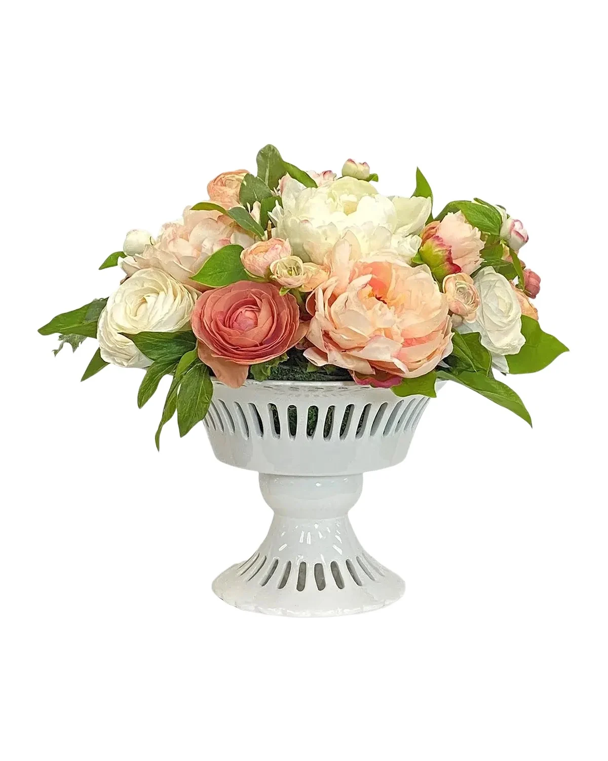Winward Home 14" Mixed Faux Floral Arrangement in Porcelain Container