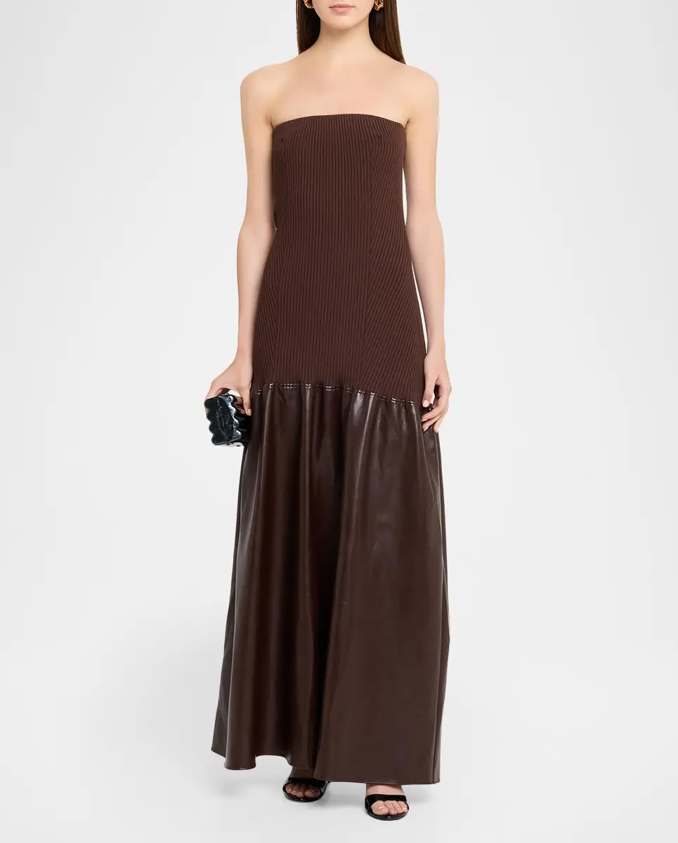 Et Ochs Sabine Strapless Rib Knit & Faux Leather Maxi Dress | Thumbnail 2 Et Ochs Sabine Strapless Rib Knit & Faux Leather Maxi Dress | Thumbnail 2