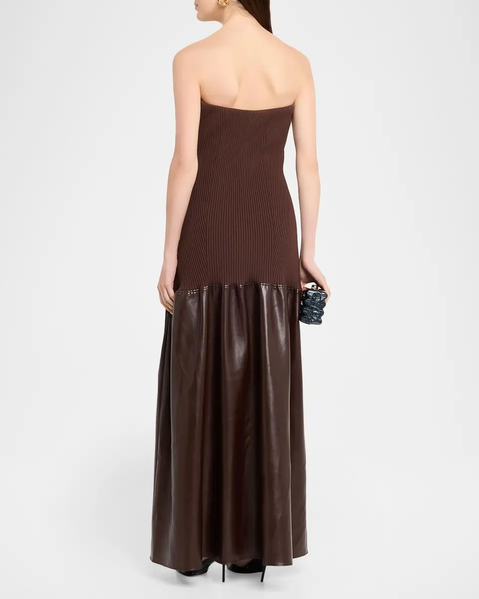 Et Ochs Sabine Strapless Rib Knit & Faux Leather Maxi Dress | Thumbnail 3 Et Ochs Sabine Strapless Rib Knit & Faux Leather Maxi Dress | Thumbnail 3