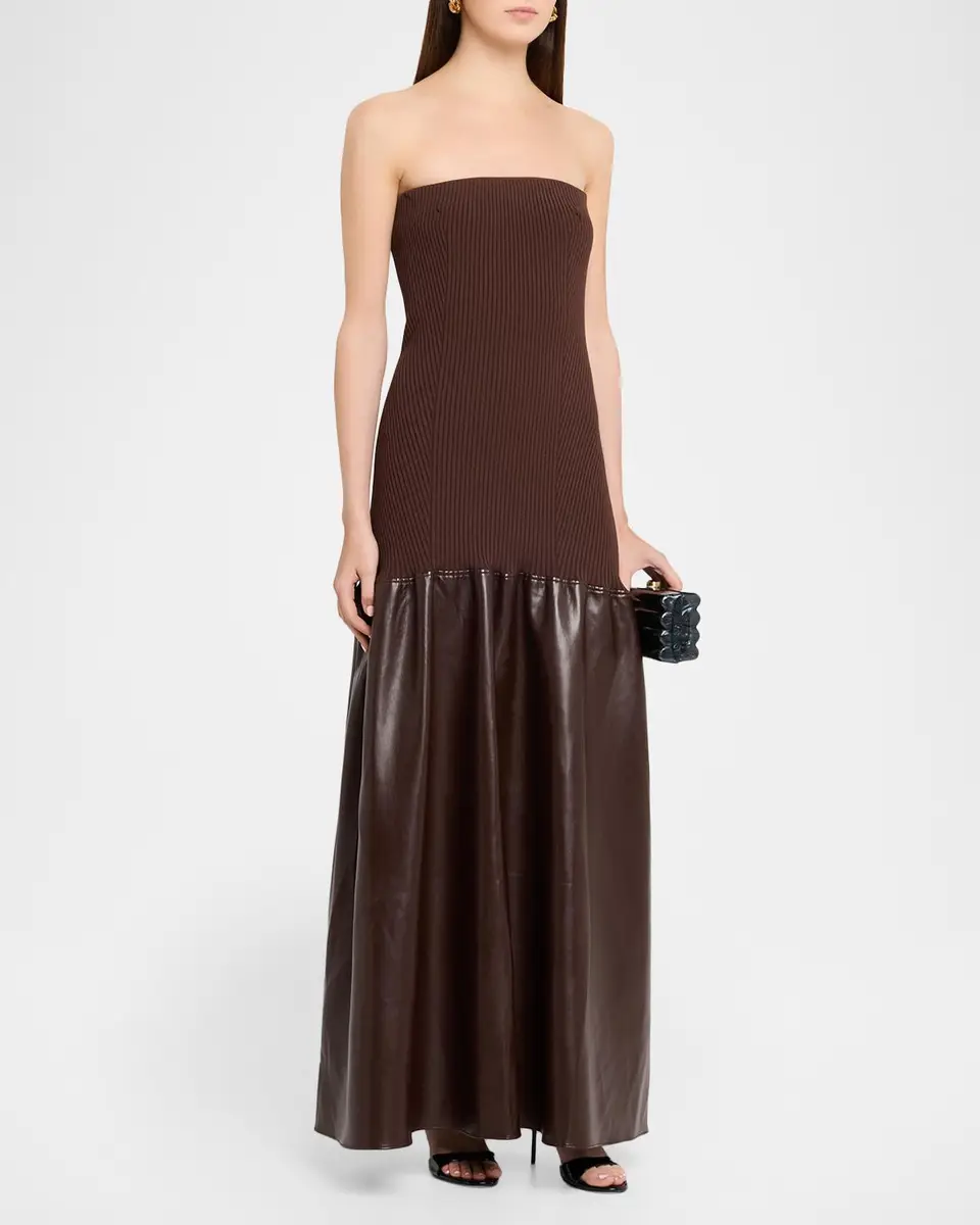 Et Ochs Sabine Strapless Rib Knit & Faux Leather Maxi Dress | Thumbnail 4 Et Ochs Sabine Strapless Rib Knit & Faux Leather Maxi Dress | Thumbnail 4