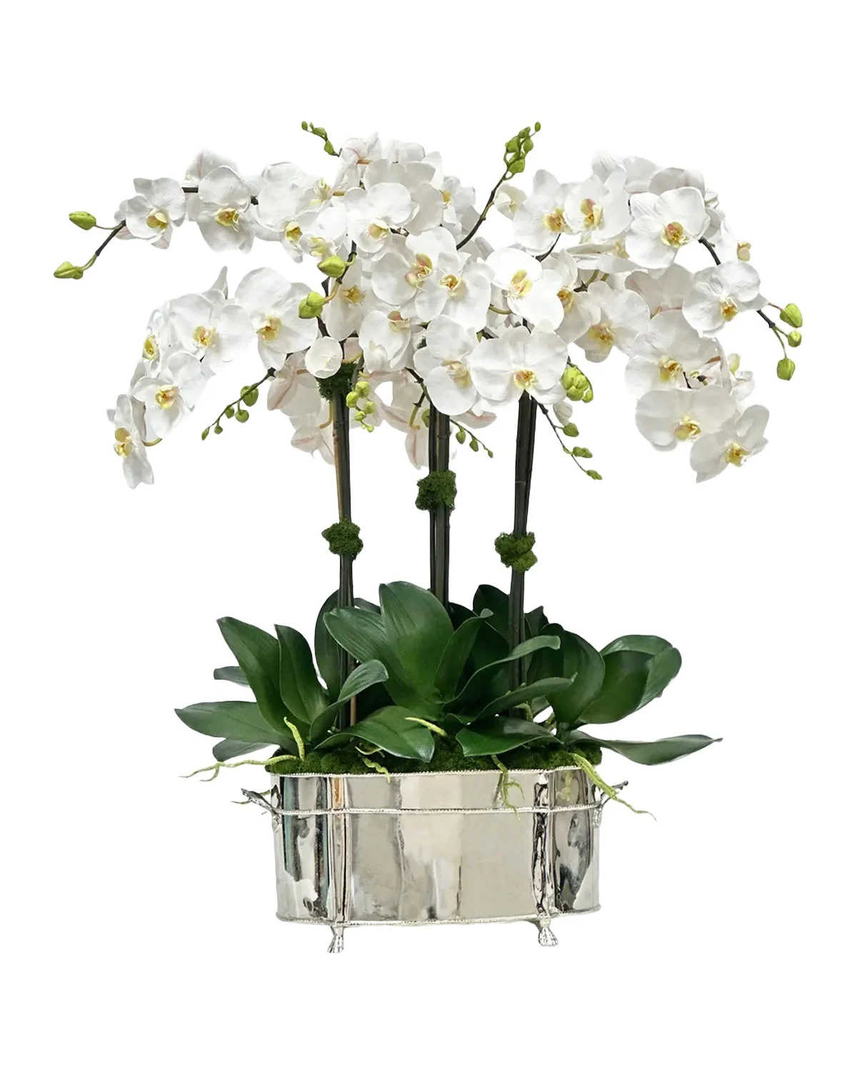 Winward Home Orchids 34" Faux Floral Arrangement in Aluminum Planter
