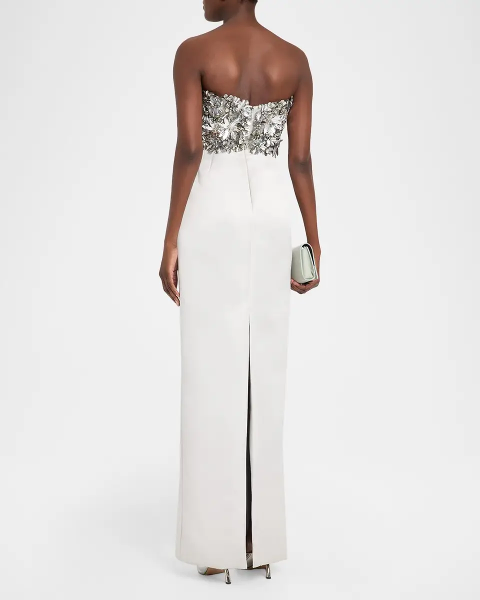 Atelier Prabal Gurung Strapless Floral Embellished Silk Column Gown | Thumbnail 3 Atelier Prabal Gurung Strapless Floral Embellished Silk Column Gown | Thumbnail 3