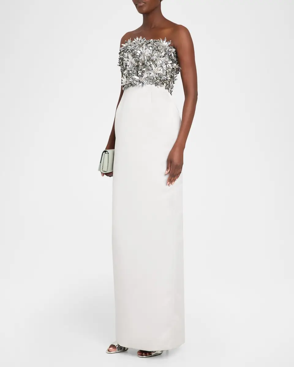 Atelier Prabal Gurung Strapless Floral Embellished Silk Column Gown | Thumbnail 4 Atelier Prabal Gurung Strapless Floral Embellished Silk Column Gown | Thumbnail 4