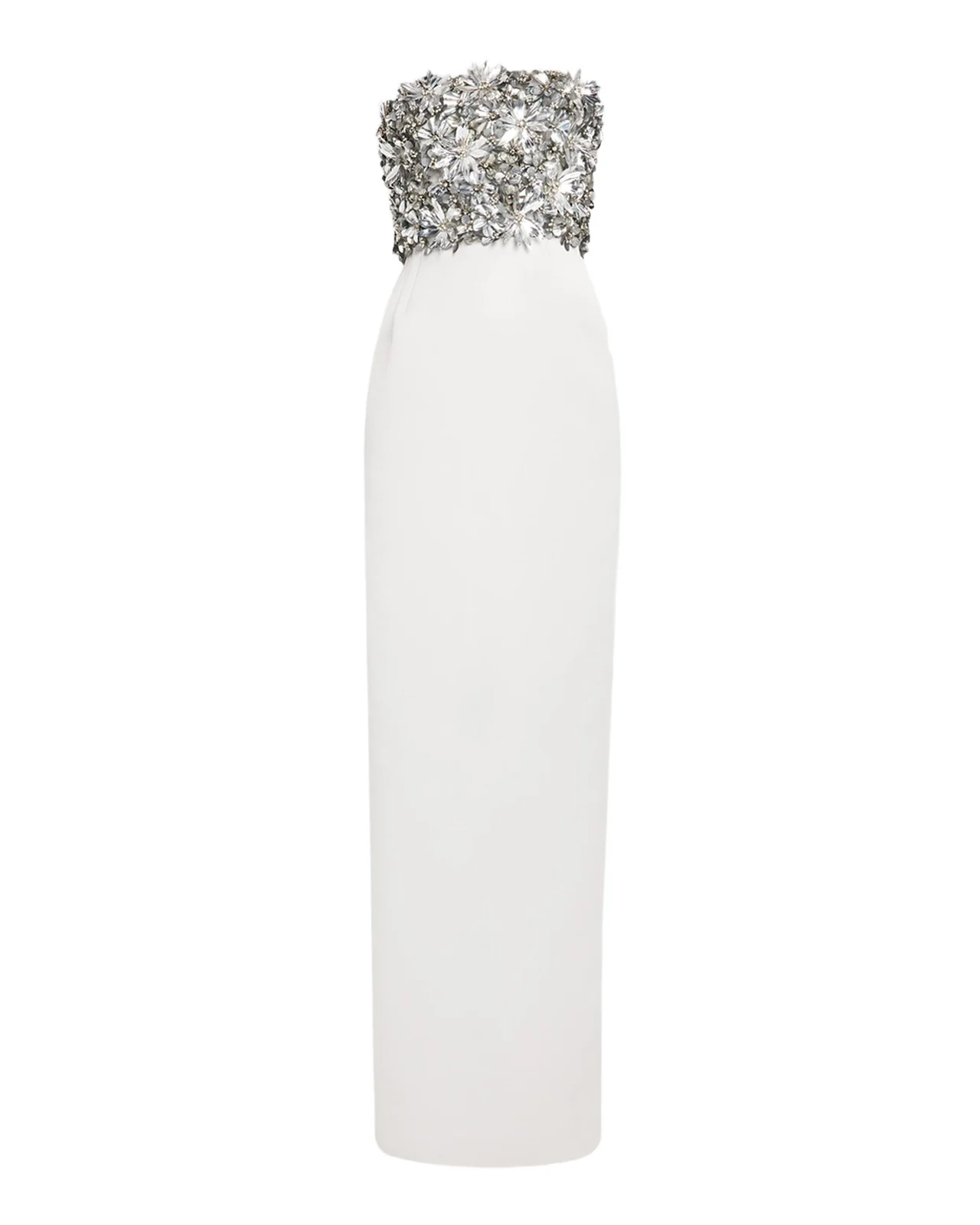 Strapless Floral Embellished Silk Column Gown Strapless Floral Embellished Silk Column Gown