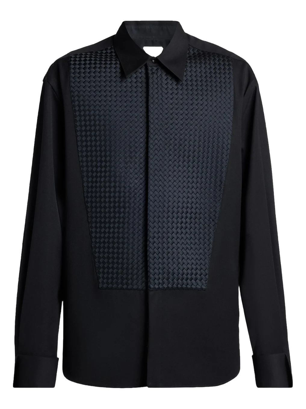 Bottega Veneta Men's Intrecciato-Bib Wool Grain De Poudre Dress Shirt