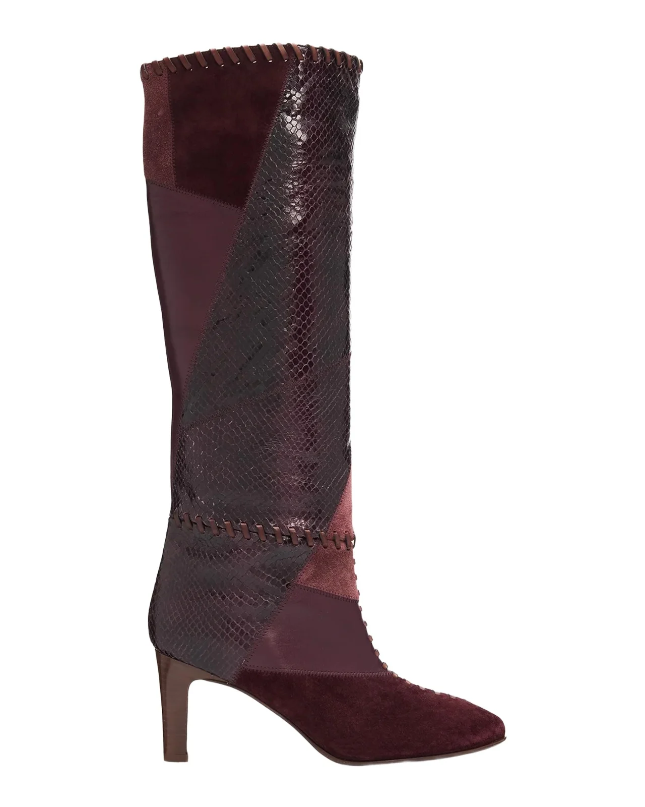 Alchemy 75MM Patchwork Leather Knee-High Boots