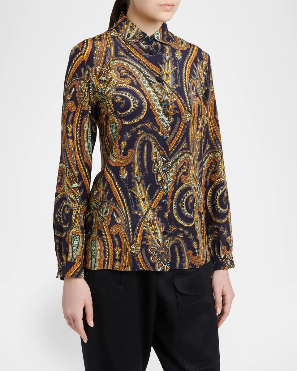 Etro Paisley Print Silk Button-Down Shirt | Thumbnail 4 Etro Paisley Print Silk Button-Down Shirt | Thumbnail 4