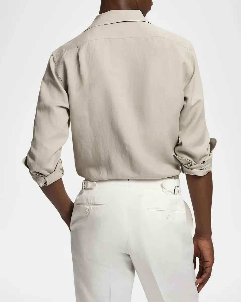 Ralph Lauren Purple Label Silk-Linen Button-Front Shirt | Thumbnail 3