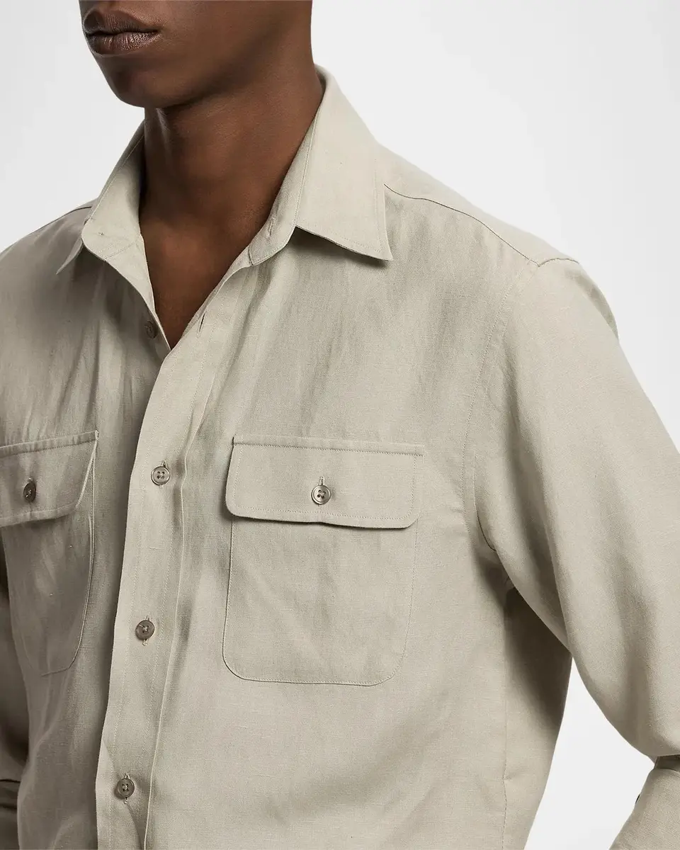 Ralph Lauren Purple Label Silk-Linen Button-Front Shirt | Thumbnail 5