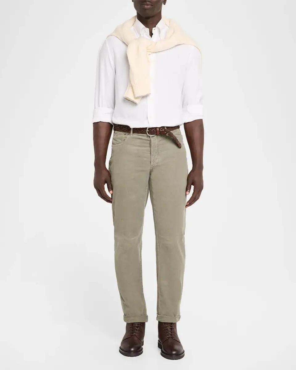 Brunello Cucinelli Men's Micro-Corduroy Straight Leg Five-Pocket Pants | Thumbnail 2 Brunello Cucinelli Men's Micro-Corduroy Straight Leg Five-Pocket Pants | Thumbnail 2
