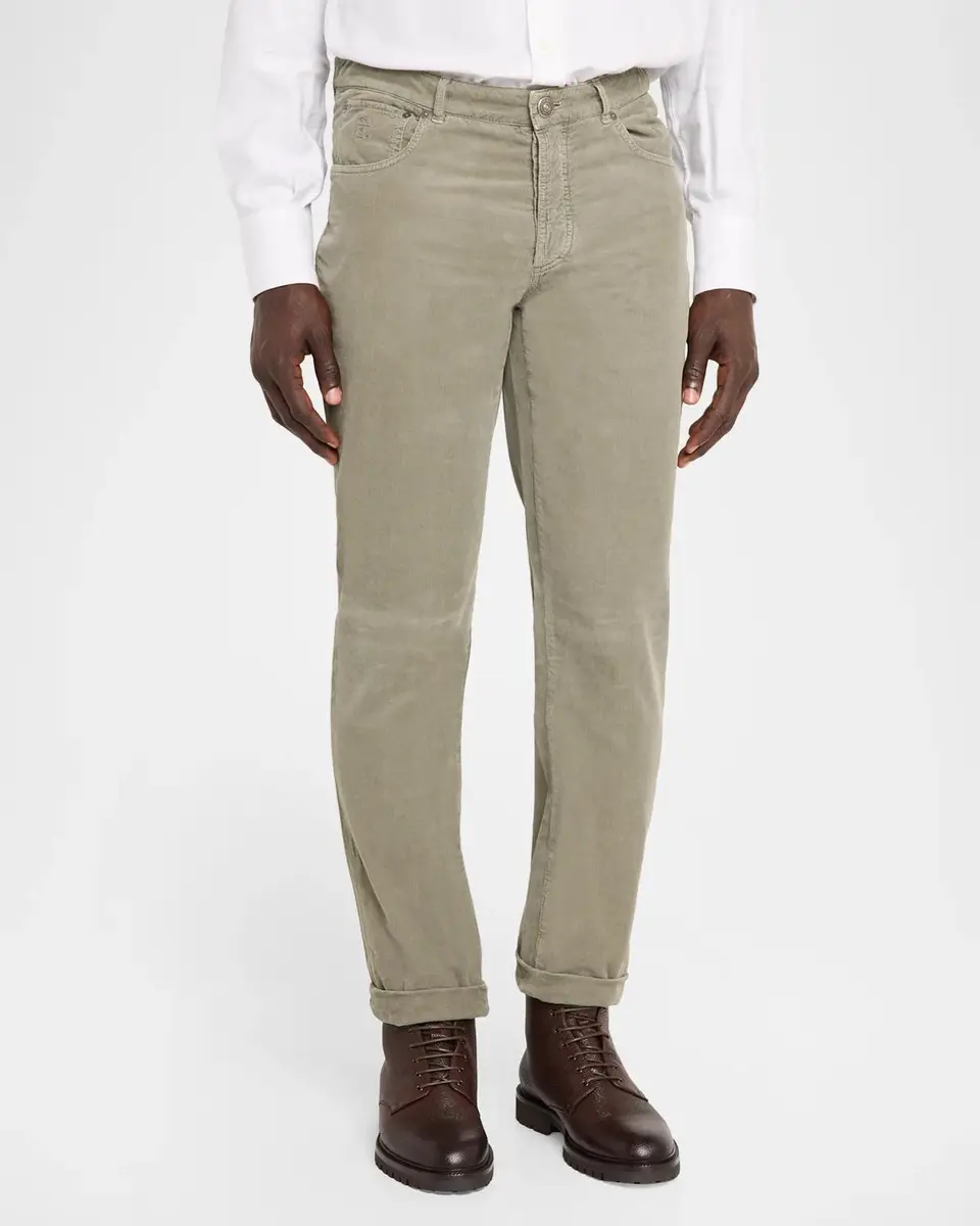 Brunello Cucinelli Men's Micro-Corduroy Straight Leg Five-Pocket Pants | Thumbnail 4 Brunello Cucinelli Men's Micro-Corduroy Straight Leg Five-Pocket Pants | Thumbnail 4