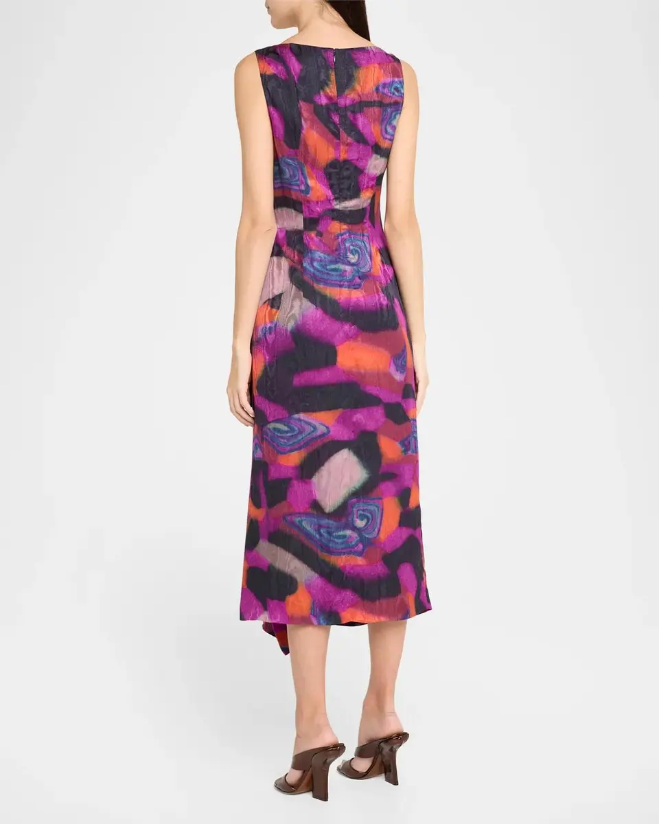 Dries Van Noten Dropps Sleeveless Ruched Ruffle Midi Dress | Thumbnail 3
