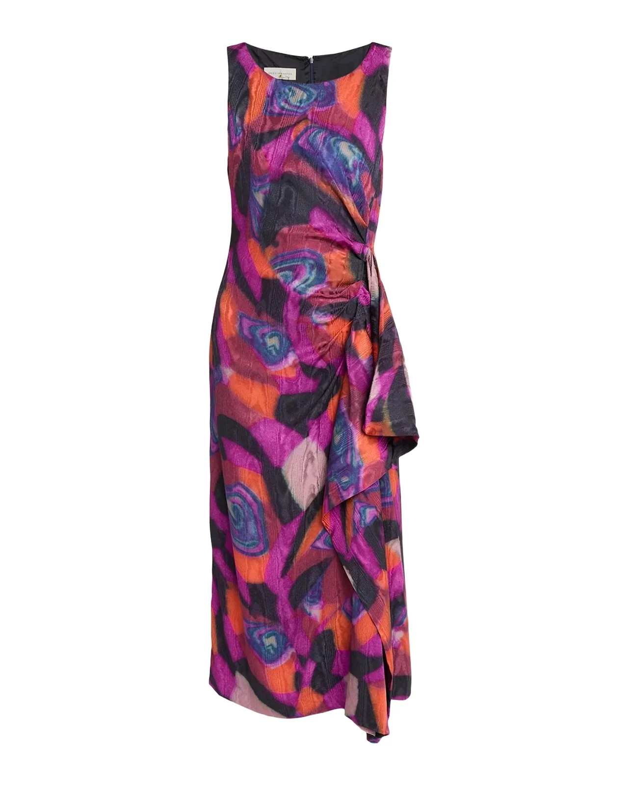 Dropps Sleeveless Ruched Ruffle Midi Dress Dropps Sleeveless Ruched Ruffle Midi Dress
