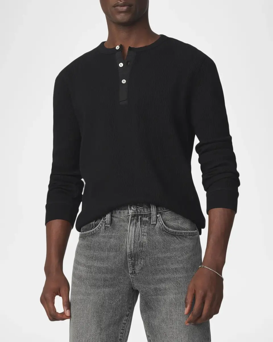 Joe's Jeans Men's Waffle-Knit Cotton Long-Sleeve Henley | Thumbnail 3