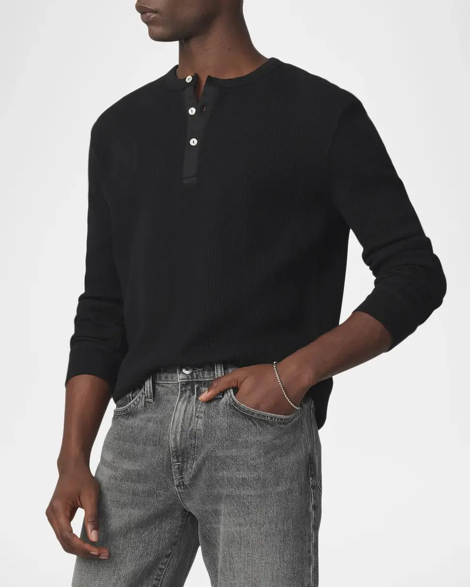 Joe's Jeans Men's Waffle-Knit Cotton Long-Sleeve Henley | Thumbnail 4