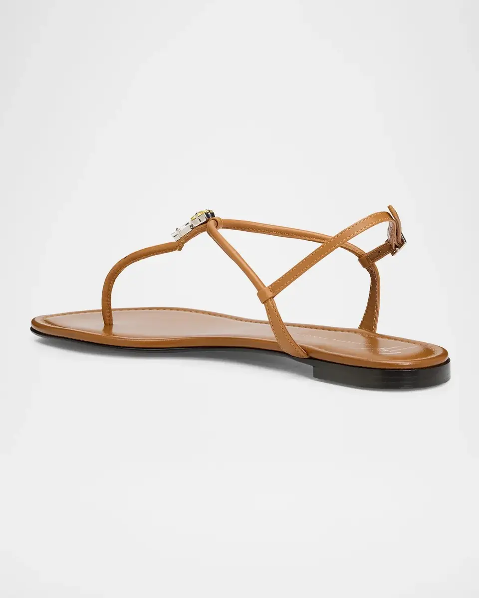 Giuseppe Zanotti Hobby Embellished Flat Leather Thong Sandals | Thumbnail 2