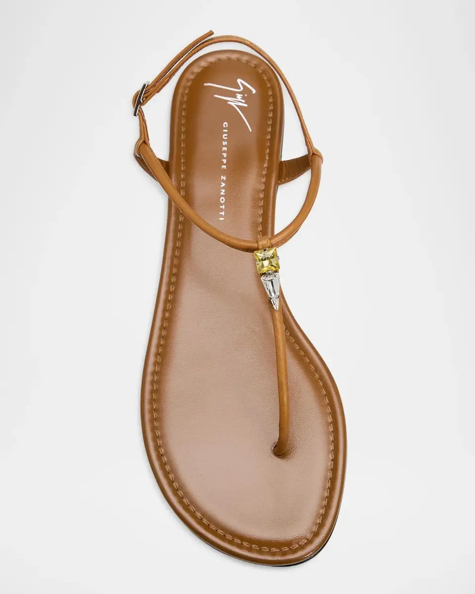 Giuseppe Zanotti Hobby Embellished Flat Leather Thong Sandals | Thumbnail 3