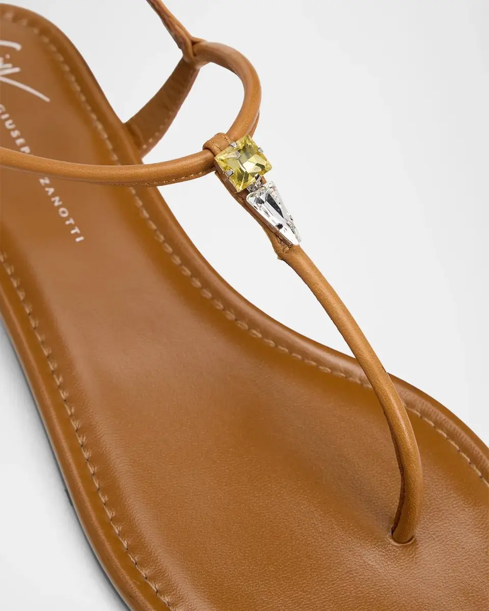 Giuseppe Zanotti Hobby Embellished Flat Leather Thong Sandals | Thumbnail 4
