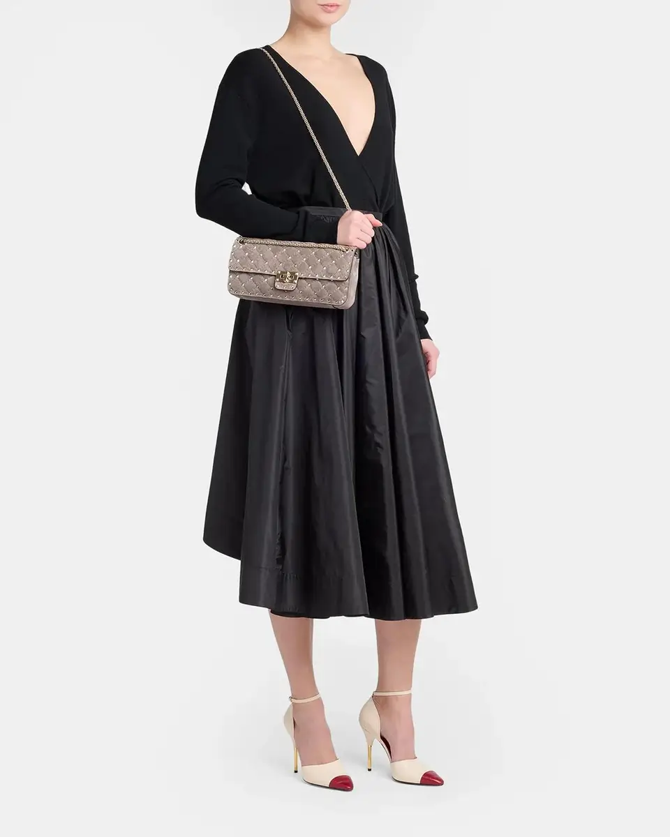 Valentino Garavani Quilted Rockstud Suede Shoulder Bag | Thumbnail 5 Valentino Garavani Quilted Rockstud Suede Shoulder Bag | Thumbnail 5