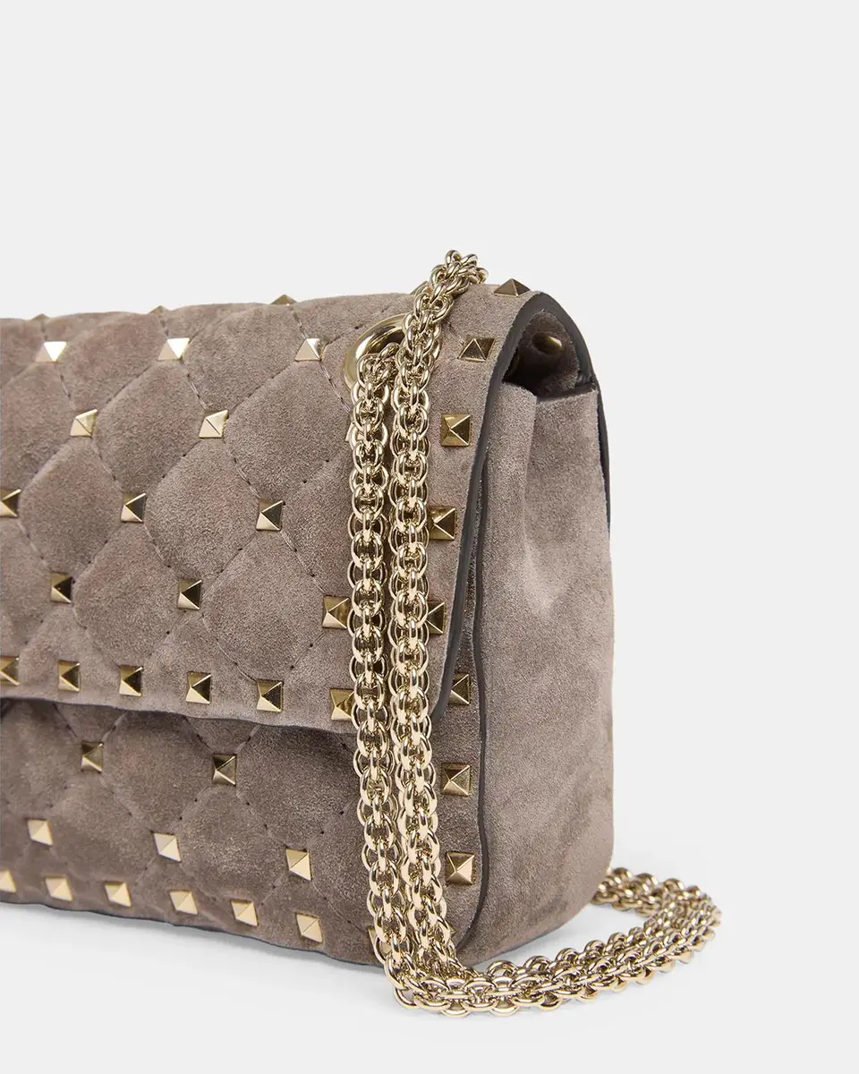 Valentino Garavani Quilted Rockstud Suede Shoulder Bag | Thumbnail 6 Valentino Garavani Quilted Rockstud Suede Shoulder Bag | Thumbnail 6