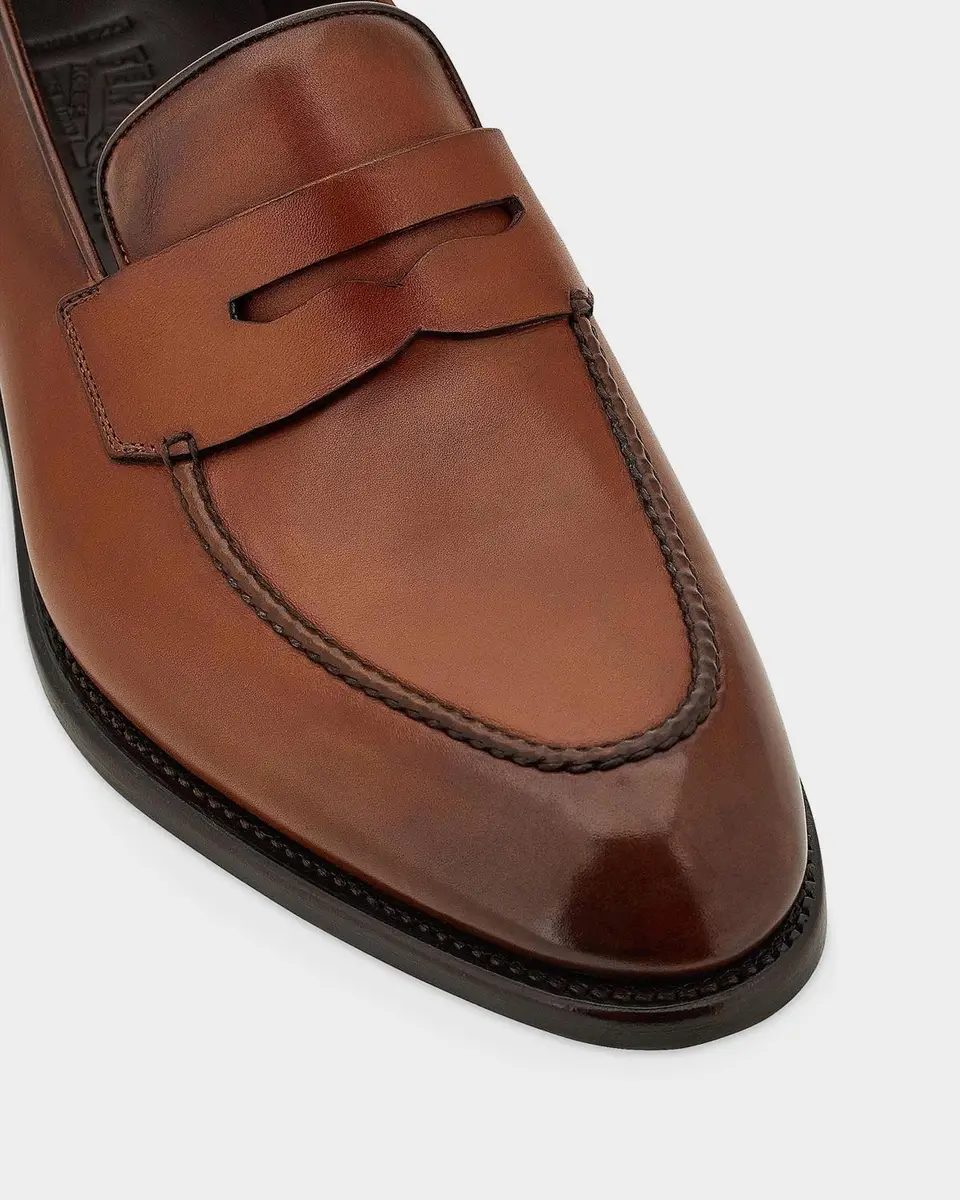 Ferragamo Men's Brandy Tramezza Leather Penny Loafers | Thumbnail 2