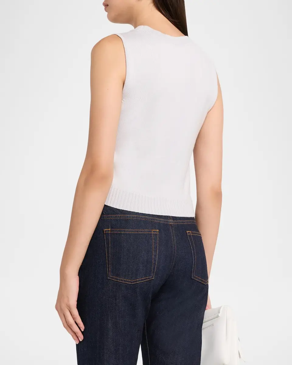 Oscar de la Renta Wool Knit Cropped Twinset Tank Top | Thumbnail 3 Oscar de la Renta Wool Knit Cropped Twinset Tank Top | Thumbnail 3