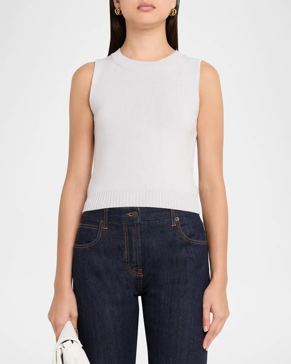 Oscar de la Renta Wool Knit Cropped Twinset Tank Top | Thumbnail 4 Oscar de la Renta Wool Knit Cropped Twinset Tank Top | Thumbnail 4