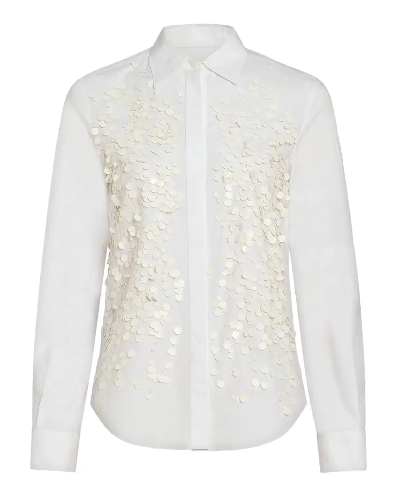 DEREK LAM 10 CROSBY Kehlani Sequin-Embellished Cotton Poplin Shirt