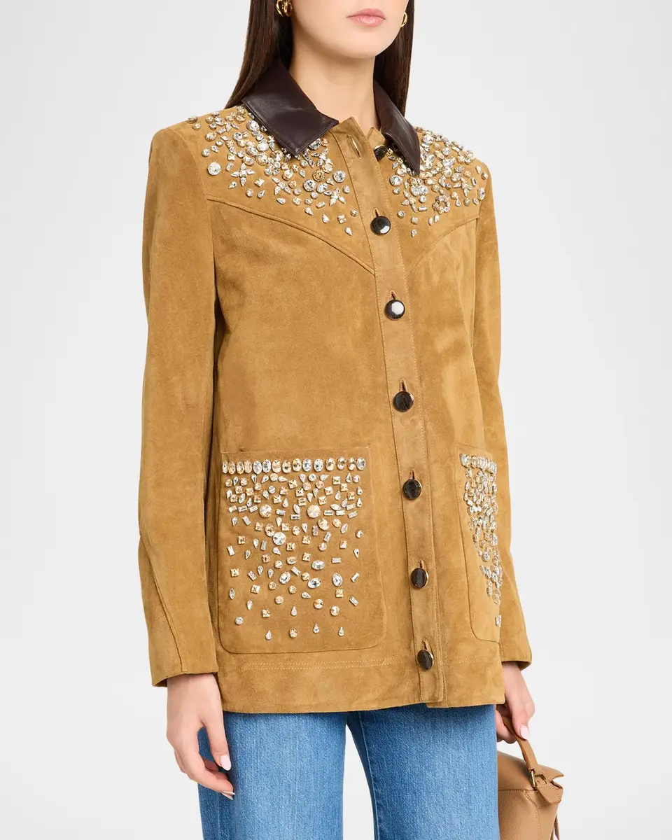 Veronica Beard Embellished Shan Suede Jacket | Thumbnail 4 Veronica Beard Embellished Shan Suede Jacket | Thumbnail 4
